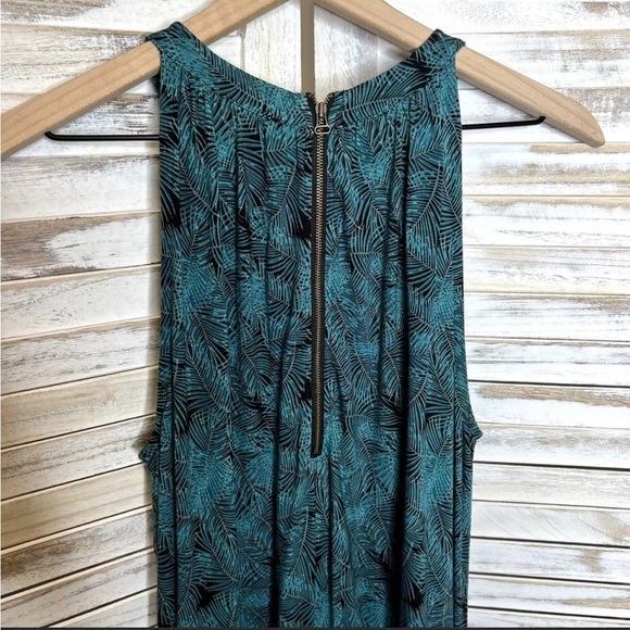 SOFT SURROUNDINGS Sorrento Stretch Jersey Pant Jumpsuit Green Leaves Tropical M - Picture 5 of 8